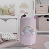 Mekta Home Pembe Unicorn Desenli Bebek ve Çocuk Odası Oyuncak Sepeti 45cm Renkli Keçe Malzeme