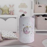 Mekta Home Renkli Ay Üzerinde Oturan Kız Desenli Motifli Oyuncak Sepeti 45cm x 35cm Keçe Malzeme