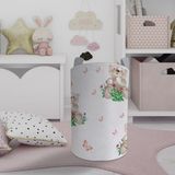 Mekta Home Renkli Ayıcık ve Çiçek Desenli Bebek ve Çocuk Odası Oyuncak Sepeti 45 cm Boy 35 cm Çap