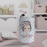 Mekta Home Renkli Bebek ve Çocuk Odası Çiçekli Prenses Kız Desenli Zikzaklı Oyuncak Sepeti 45cm