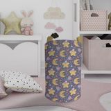 Mekta Home Renkli Bebek ve Çocuk Odası Şapkalı Yıldız ve Ay Desenli 45cm Oyuncak Sepeti