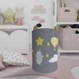 Mekta Home Renkli Fil Yıldız ve Uçan Balon Desenli Keçe Bebek ve Çocuk Odası Oyuncak Sepeti 45cm