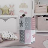 Mekta Home Renkli Soft Yıldız ve Kalp Desenli Bebek ve Çocuk Odası Oyuncak Sepeti 45 cm