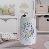 Mekta Home Renkli Unicorn Desenli Beyaz Bebek ve Çocuk Odası Oyuncak Sepeti