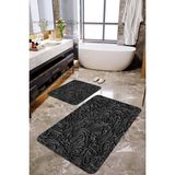 Mekta Home Siyah Motif 2'li Banyo Paspas Takımı MKTBP-0110 60X100/50X60 - Çok Renkli