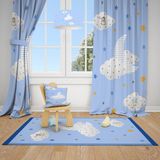 Mekta Home Zzz Uyku Çocuk ve Bebek Odası Fon Perdesi 2 Kanat MKT-148 - 70 x 200 cm - Mavi