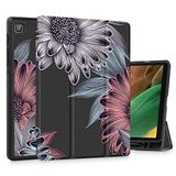Mektron Galaxy Tab A7 Lite Samsung 8,7 inç Tablet 2021 Model (SM-T220/T225/T227) için S Kalem Tutucu, Çok Açılı Görüntüleme Hafif Sert Arka Stand Kılıfı, Çiçek Açan Krizantem