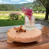 Mekwood Ayaklı Yuvarlak Sunumluk ve Kesme Tahtası 20X20 cm - Bordo