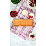 Mekwood Doğal Ahşap Çerezlik ve Sunumluk Üç Gözlü 12X34 cm - Bordo