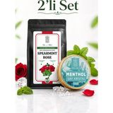 Mel and Mira 2’li Set Saf Kristal Mentol 35 G + Harman Gül ve Kıvırcık Nane Çayı 50G, Sauna, Hamam, Buhar Banyosu ve Doğal Bitki Paketi - 2 Adet