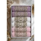 Mela Home %100 Pamuklu Dantelli Güpürlü Nakışlı/işlemeli Çeyizlik Lüks Kutulu Havlu Seti 50X90 cm - 50 x 90 cm