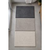 Mela Home 3'lü Ayak Havlusu-Ayak Paspası 50*70 cm 3 Adet - Banyo - Misafir -Çeyizlik %100 Pamuk - Ekru - Açık Kahverengi - Antrasit - 50 x 70 cm
