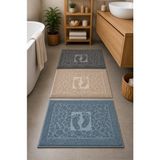 Mela Home 3'lü Ayak Havlusu-Ayak Paspası 50*70 cm 3 Adet - Banyo - Misafir -Çeyizlik %100 Pamuk - Mavi - Gri - Antrasit