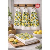Mela Home 3'lü Dekoratif Mutfak Havlusu- Kurulama Bezi- Fırın Havlusu- 40*60 cm %100 Pamuk - 40 x 60 cm - Beyaz - Sarı