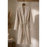 Mela Home Aura Unisex Bornoz | Bornoz | Erkek Bornoz | Kadın Bornoz | Hediyelik | Sabahlık | Çeyiz - Bej - S-M