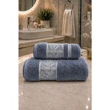 Mela Home Bambu 2'li Banyo Havlu Seti Hamam Takımı- El ve Yüz Havlusu- Çeyiz - Hediyelik 100% Pamuk - Mavi - 90 x 145 cm