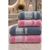 Mela Home Bambu 4'lü Banyo Havlu Seti Hamam Takımı- El ve Yüz Havlusu- Çeyiz - Hediyelik 100% Pamuk - Çok Renkli - 90 x 145 cm