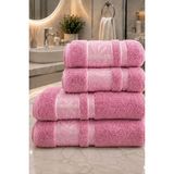 Mela Home Bambu 4'lü Banyo Havlu Seti Hamam Takımı- El ve Yüz Havlusu- Çeyiz - Hediyelik 100% Pamuk - Pembe - 90 x 145 cm