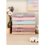 Mela Home Çiçek Desenli Kadife 50*90 cm 6'lı El ve Yüz Havlusu-Havlu Seti-Çeyizlik-Hediyelik-Mutfak %100 Pamuk - 50 x 100 cm - Çok Renkli