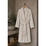 Mela Home | Dream | %100 Pamuk Kadın / Erkek Unisex Bornoz - Havlu - Çeyiz Seti - Ekru - S-M