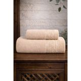Mela Home Inci 2'li Banyo Havlu Seti Hamam Takımı- El ve Yüz Havlusu- Çeyiz - Hediyelik 100% Pamuk - 90 x 145 cm - Bej