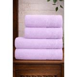 Mela Home Inci 4'lü Banyo Havlu Seti Hamam Takımı- El ve Yüz Havlusu- Çeyiz - Hediyelik 100% Pamuk - 90 x 145 cm - Lila