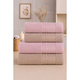 Mela Home Örgü Desenli 4'lü Banyo Havlu Seti - Hamam Seti - Çeyizlik - Hediyelik %100 Pamuk - Çok Renkli - 90 x 140 cm