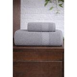 Mela Home Petek 2'li Banyo Havlu Seti Hamam Takımı- El ve Yüz Havlusu- Çeyiz - Hediyelik 100% Pamuk - 90 x 145 cm - Gri - Antrasit