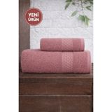 Mela Home Petek 2'li Banyo Havlu Seti Hamam Takımı- El ve Yüz Havlusu- Çeyiz - Hediyelik 100% Pamuk - 90 x 145 cm - Gül Kurusu