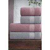 Mela Home Petek 4'lü Banyo Havlu Seti Hamam Takımı- El ve Yüz Havlusu- Çeyiz - Hediyelik 100% Pamuk - 90 x 145 cm - Çok Renkli
