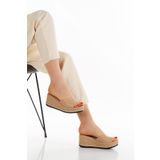 Melacomfort Kadın Hasır Dolgulu Comfort Nut - Nude Terlik
