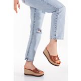 Melacomfort Kadın Hasır Dolgulu Comfort Taba Terlik