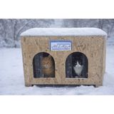 Melada Kedi Evi Dış Ortam Uygun Ahşap Kedi Evi Double OSB 61x41x36 cm (Demonte)