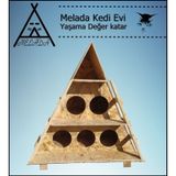 Melada Kedi Evi Dış Ortam Uygun Ahşap Kedi Evi Osb 100x90x55 Cm cok-renkli