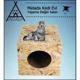 Melada Kedi Evi Dış Ortam Uygun Ahşap Kedi Evi Osb 40X30X30 cm