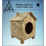 Melada Kedi Evi Dış Ortam Uygun Ahşap Kedi Evi Osb 43X40X37 cm
