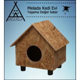 Melada Kedi Evi Dis Ortam Uygun Ahsap Kedi Evi Osb 44X36x32 Cm