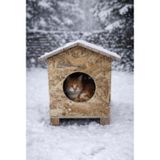 Melada Kedi Evi Dış Ortam Uygun Ahşap Kedi Evi OSB 45x40x30 cm