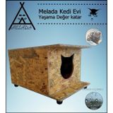 Melada Kedi Evi Dis Ortam Uygun Ahsap Kedi Evi Osb 47X36x25 Cm