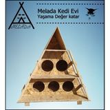 Melada Mobilya Kedi Evi Dış Ortam Uygun Ahşap Kedi Evi Osb 100x90x55 cm 165 Dsi