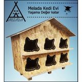 Melada Mobilya Kedi Evi Dış Ortam Uygun Ahşap Kedi Evi Osb 100x95x50 cm