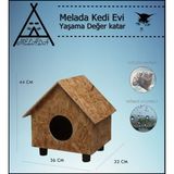 Melada Mobilya Kedi Evi Dış Ortam Uygun Ahşap Kedi Evi Osb 44x36x32 cm