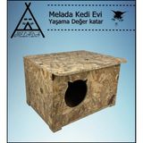 Melada Mobilya Kedi Evi Dış Ortam Uygun Ahşap Kedi Evi Osb 50x45x34 cm