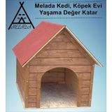 Melada Mobilya Köpek Kulübesi Büyük Boy Ahşap Ceviz 100x100x78 cm