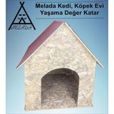 Melada Mobilya Köpek Kulübesi Büyük Boy OSB XL Kırmızı Çatılı100x100x78 cm