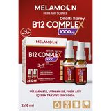 Melamoon B12 Complex, Vitamin B12, Vitamin B6, Folik Asit Içeren Takviye Edici Dil Altı Sprey 2X10 ml