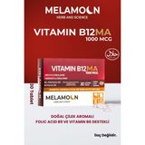 Melamoon Vitamin B12, Vitamin B6 ve Folik Asit Içeren Takviye Edici Gıda. 1000MCG Vitamin B12 - Çilek