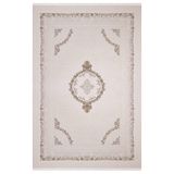 Melanthe Bej Çerçeveli Modern Geometrik Etnik Desenli Boho Makinada Yıkanabilir Hafif Hav Toz Vermez Leke Tutmaz Kaymaz Taban Dijital Makine Baskı Halı Oturma Odası Salon Yolluk Koridor Mutfak Halısı