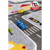 Melaris Halı 3 Boyutlu Trafik Arabalı Halı Dokuma Çocuk Halısı Anaokul Kreş Oyun Halısı - Gri - 140 x 200 cm