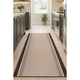Melaris Halı Mutfak Halısı Yıkanabilir Yolluk Kaymaz Taban Dokuma Paspas - Kahverengi - 100 x 400 cm